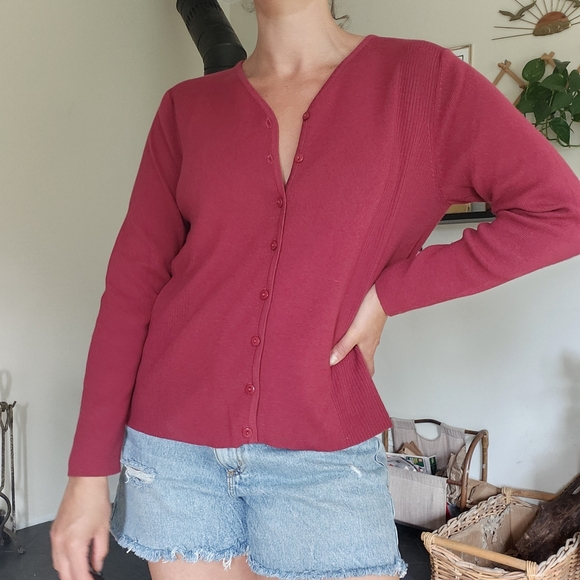 Red Knit Cardigan - Picture 2 of 9